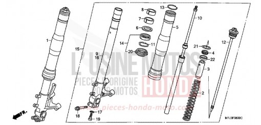 FOURCHETTE AVANT CBR600RR8 de 2008